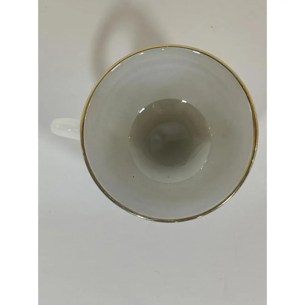 Arcopal France Milk Glass Teacup with Gold Rim Vintage White Opal Glass